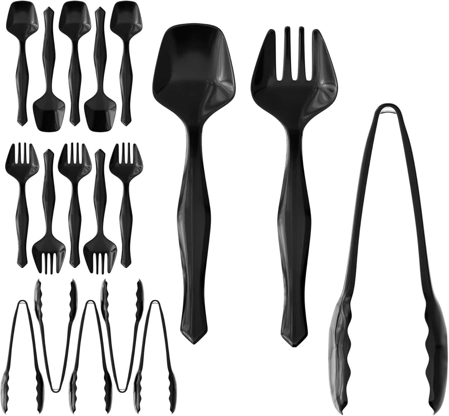 18 Pcs Black Plastic Serving Utensils Set - 6 Black Plastic Serving Spoo... - $41.95