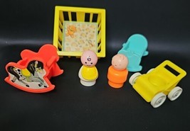 Vintage 1972 Fisher Price Doll House Nursery Furniture Rocking Horse 6 Pieces - £14.78 GBP