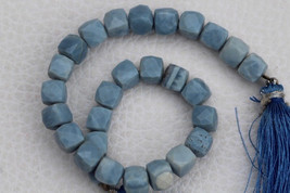 8 inch faceted cube beads of blue opal, 6--7 mm, natural beads, natural gemstone - £25.07 GBP