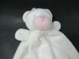 Little Me white teddy bear Baby Security Blanket Lovey knotted ends pink bows - $39.59