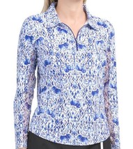 Nwt Ladies Ibkul Kendra Denim Blue Long Sleeve Polo Golf Shirt - Size Xs - £39.86 GBP