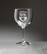 Ambrose Irish Coat of Arms Red Wine Glasses - Set of 4 (Sand Etched) - £52.95 GBP