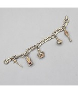 Vtg Coro Charm Bracelet Gold Tone Royalty Crown Scepter Throne 6.5&quot; - €34,85 EUR