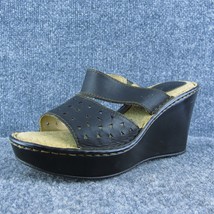Born Concept  Women Slide Sandal Shoes Black Leather Size 7 Medium - £17.36 GBP