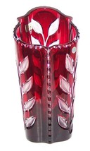 Exquisite Hungary Ruby Red Crystal Cut To Clear Leaves Unique Shaped 9 3/4&quot; Vase - £114.89 GBP