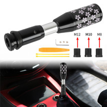 JDM SAKURA Blossom Black Carbon Fiber Automatic Gear Shift Knob Lever Shifter - £18.71 GBP