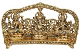 MAA Laxmi GOD Ganesh MAA Saraswati Idol, Large, Gold, METAL , 1 Piece - $69.29