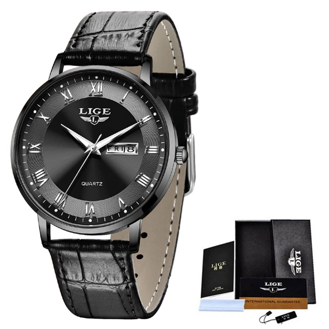 LIGE Men    Ultra-Thin  Wrist Watch Mens Fashion Leather Waterproof Casual Clock - £98.27 GBP