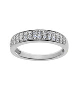 Precious Stars 14k White Gold 1/2ct Round-cut Diamonette CZ 2-Row Weddin... - $481.36 CAD+