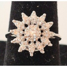 14K White Gold And 0.33 Ct Diamond Starburst Ring Size 6 Sky - £422.12 GBP