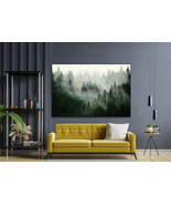 Foggy forest wall art Forest wall decor Mountain forest canvas prints La... - £52.50 GBP