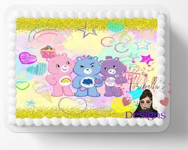 Cute Caring Bears Theme Edible Image Baby Shower or Birthday Edible Cake Topper  - £12.95 GBP