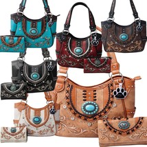 Western Handbag Tote Concho Lace Concealed Carry Women Shoulder Bag Purse Wallet - £31.63 GBP+