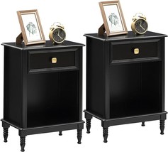 Wooden Nightstand Set Of 2, End Table With Storage Drawer And Opening Sh... - £164.79 GBP