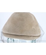 Vintage 50s Tonak Womens Wool Felt Lace Perch Hat Cap Beige - $59.35