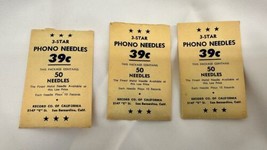 3-Star Phono Needles Three Sealed Envelopes Of Phonograph Antique needles - $39.55