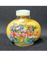 Vintage Chinese Reverse Painted Snuff Bottle Jade Stopper Festival Court... - $173.34