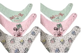 Disney Minnie Mouse 6 Pack Baby Girl Bibs Drool Bandana Fabric Pastel Pi... - £8.60 GBP