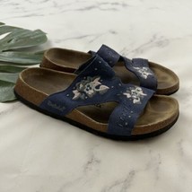Betula Birkenstock Womens Floral Embroidered Sandals Size 9 Blue Pink Studs - £31.27 GBP