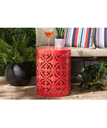 Disa Red Finished metal Outdoor Side Table - $133.26 CAD