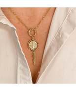 18k Gold Filled Key Pendant Featuring Swivel Medal Of St. Benedict - £9.34 GBP