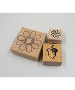 Rubber Stamps Daisies Flower and Acorn Wood Mounted Lot of 3 - £7.87 GBP