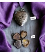 VTG 925 Sterling Silver 4-Way Lucky In Love Clover Heart Locket Pendant ... - $123.16
