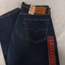 Levi&#39;s 505 Blue Jeans 34x34 Dark Wash New With Tags Stretch Denim - $54.95