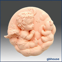 Praying Fairy Boy - Detail of high relief sculpture - Silicone soap/clay mold - £21.81 GBP