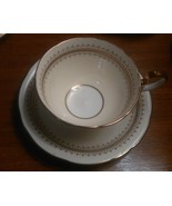 Aynsley 1 Teacup and Saucer Cynthia Pattern Cream White Gold  - $10.20 CAD