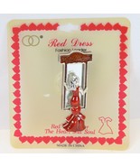 Red Dress Woman Looking in Mirror Enamel Pin Brooch Vanity Jewelry NEW - €11,00 EUR