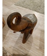 VINTAGE Large Wooden Elephant Statue  Hand Carved SOLID Wood - $43.95