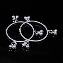 Real Indian Baby Toddler silver Bangles adjustable Bracelet with Jingle ... - $74.49