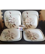Vtg Discontinued Corelle Twilight Grove Floral Square Plates 4 Dinner &amp; ... - £55.63 GBP