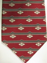 NEW $125 Ike Behar New York Red with Light Gold Diamonds Silk Tie Made in Italy - £28.41 GBP