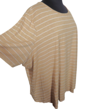 Lane Bryant Tan White Lurex Striped Perfect Sleeve Crew Neck Tee Plus Size 38-40 - £11.57 GBP