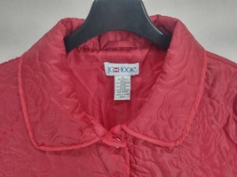 JG Hook Size XL Women&#39;s Quilted Red Floral Snap Front Lined Jacket Coat - $14.24