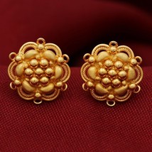 South Indian Top 22K Gold Stud Wedding nugget Earrings Mother&#39;s Gift Jewelry - £361.10 GBP