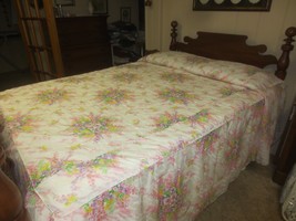 Fitted FLORAL BOUQUET Synthetic Blend BEDSPREAD with Quilted Top - 96&quot; x... - £39.16 GBP