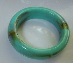 Thick Wide Teal/Blue/Brown Marbled Bangle Bracelet - $829.72 MXN