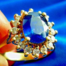 Earth mined Sapphire Diamond Ring Vintage Diana Deco Cocktail Statement ... - $5,741.01