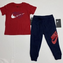 Nike Tee Shirt &amp; Joggers Sweatpants Set Outfit Jumbo Futura Fleece Sz 2T - £22.67 GBP