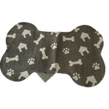 Thro Marlo Lorenz Pet Dog Placemat Bone Shape Puppy Gray White  Cotton 13 x 20.5 - £17.77 GBP