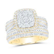 1.50cttw Diamond Cushion Shape Bridal Wedding Ring Set 10k Yellow Gold - $2,048.31