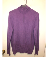 Charles Tyrwhitt Mens Medium 1/4 Merino Wool Pullover Purple Sweater - $592.38 MXN