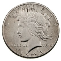 1928 Silver Peace Dollar in AU+ Condition, Coin is UNC with minor hairlines - £316.52 GBP