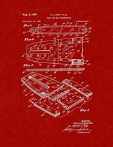 Chain Saw Bar Construction Patent Print - Burgundy Red - $7.95+