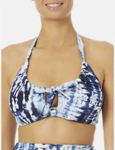 Time and Tru Women&#39;s Vertical Blue Tie Dye Swim Halter Bikini Top Small ... - $11.30
