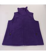 Lands' End Women’s Purple Fleece Knitted Turtleneck Zip Up Vest Size L/P... - $20.78