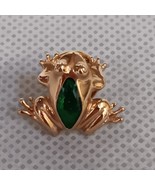 Avon Green Gold Frog Lapel Pin Brooch  7/8&quot; x 7/8&quot; - $8.95